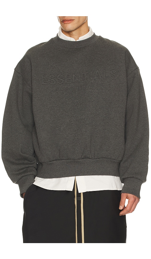Fear of God ESSENTIALS Classic Crewneck Sweatshirt in Charcoal Heather - Grey. L also in M, S, XL/1X, XS, XXL/2X