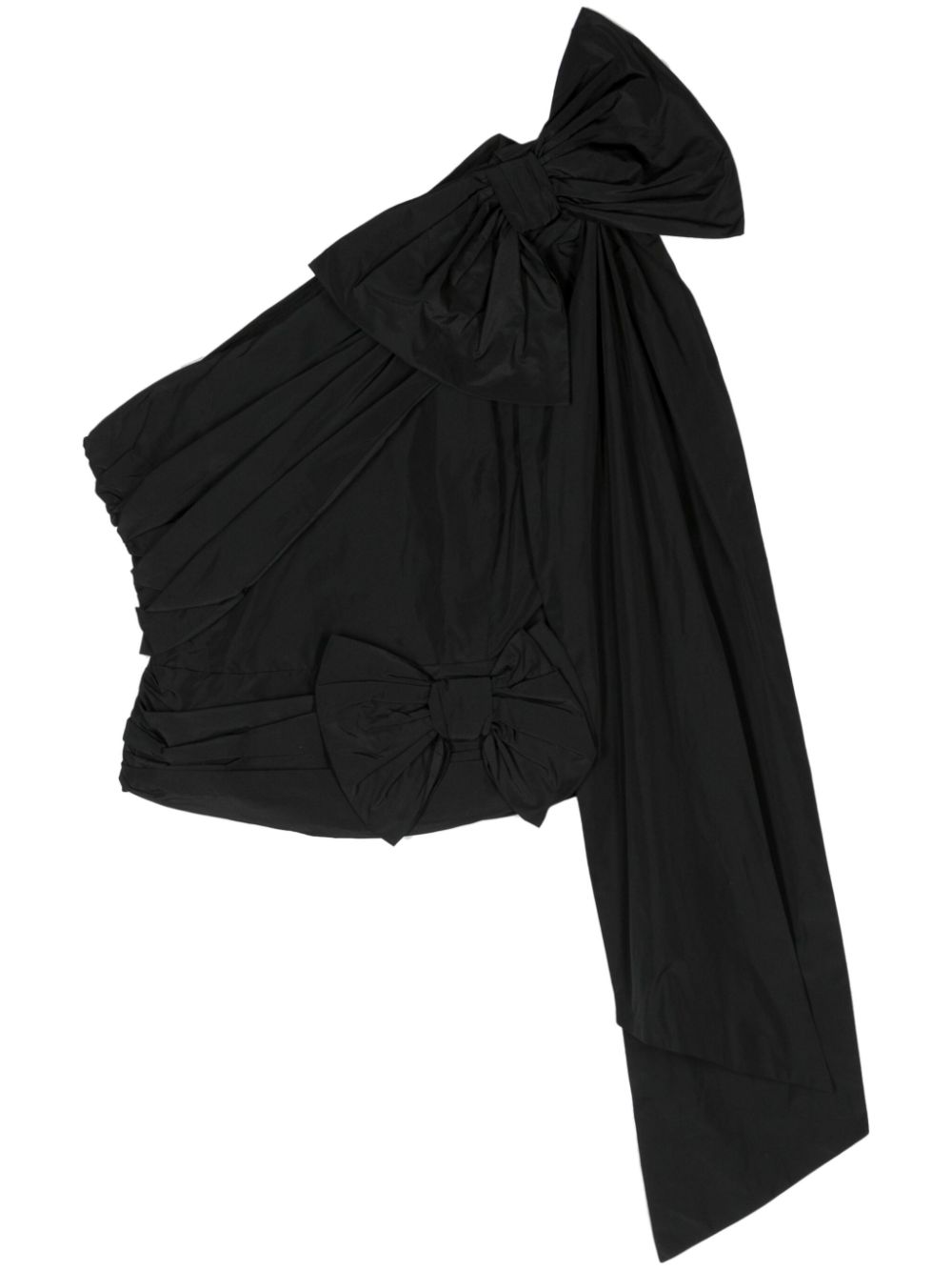 Bow-detail one-shoulder blouse - Black
