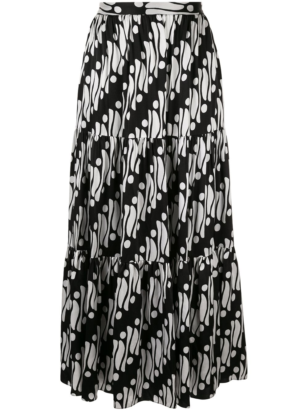 Geometric flared maxi skirt - Black