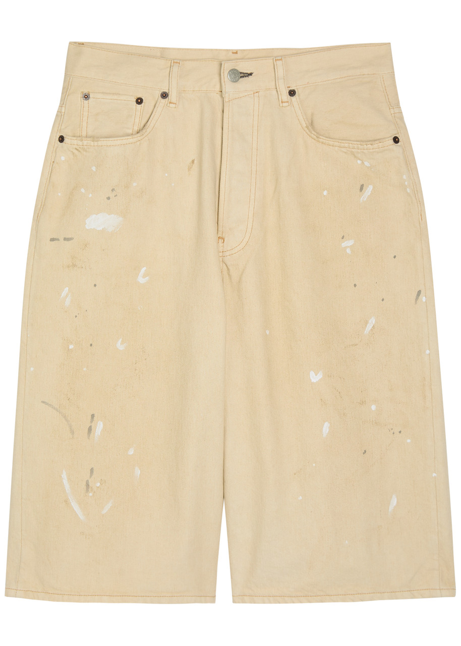 Paint-splatter Denim Shorts