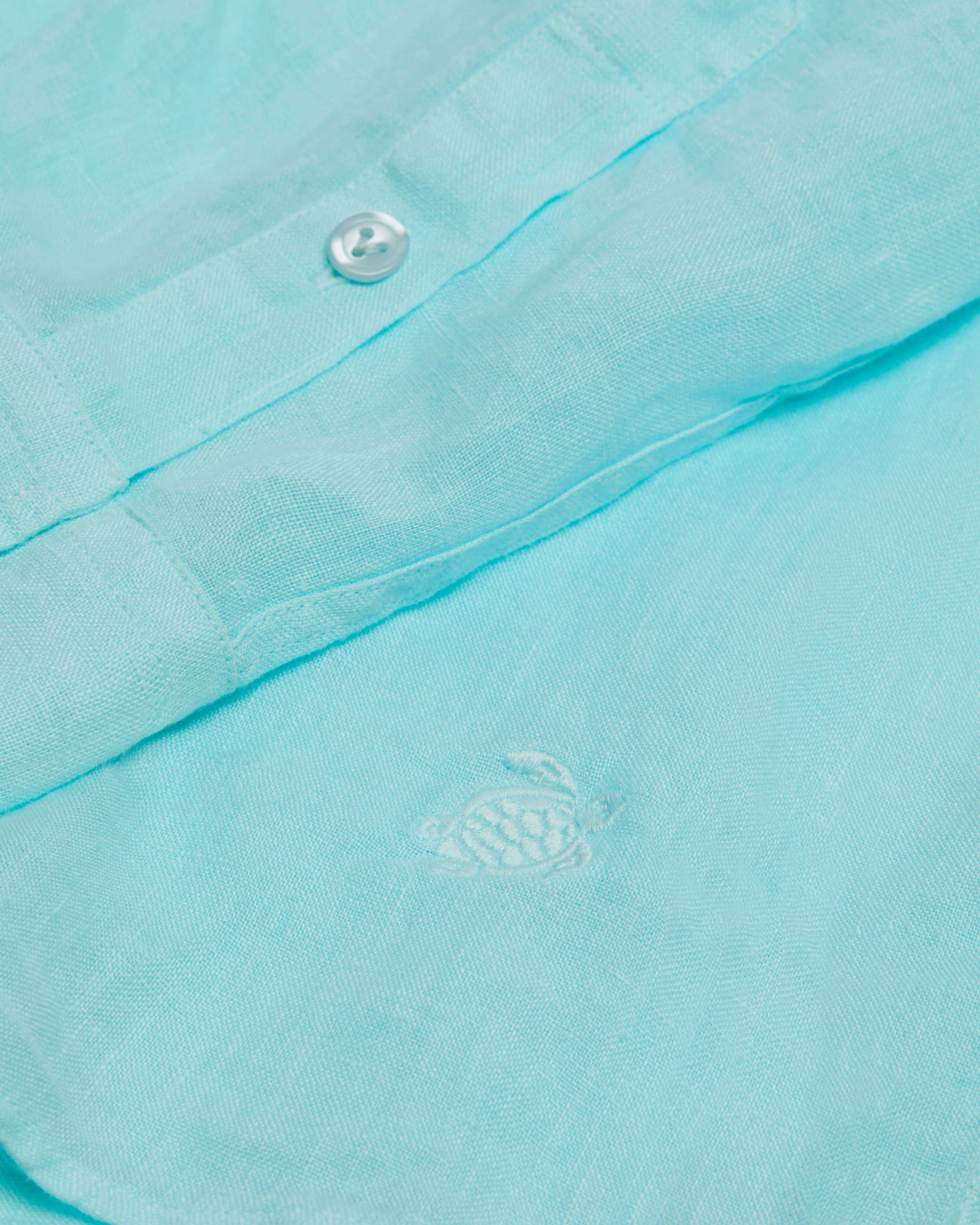 Men Linen Shirt Solid - Shirt - Caroubis - Blue
