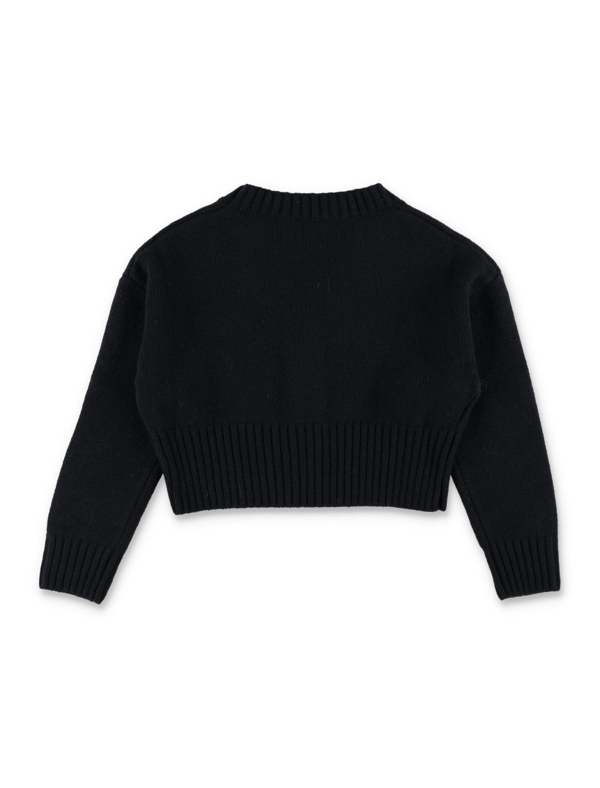 Girls Black V Neck Cardigan