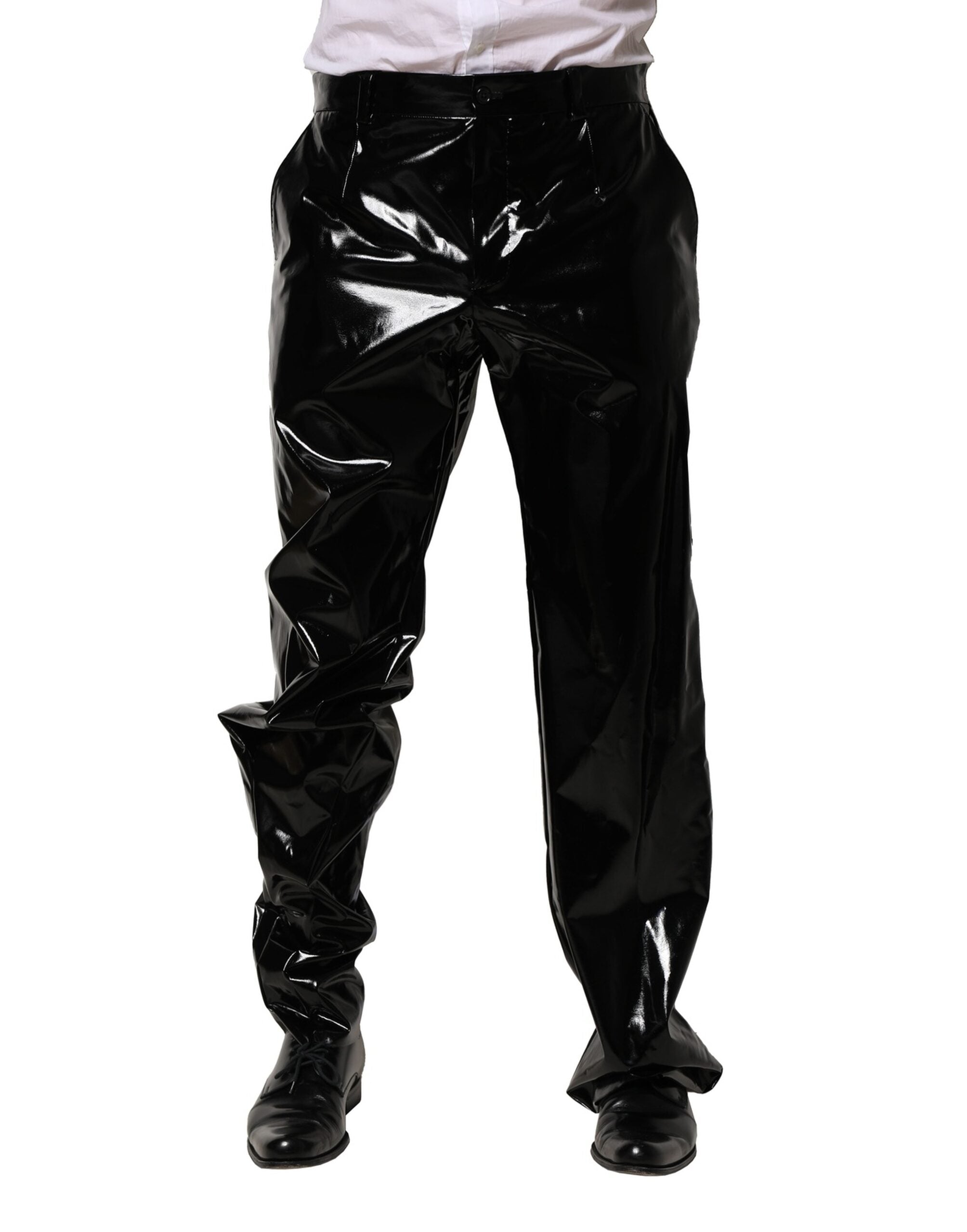Nylon Straight Trousers — Black