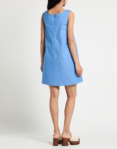 Woman Mini dress Blue Size 10 Cotton, Elastane