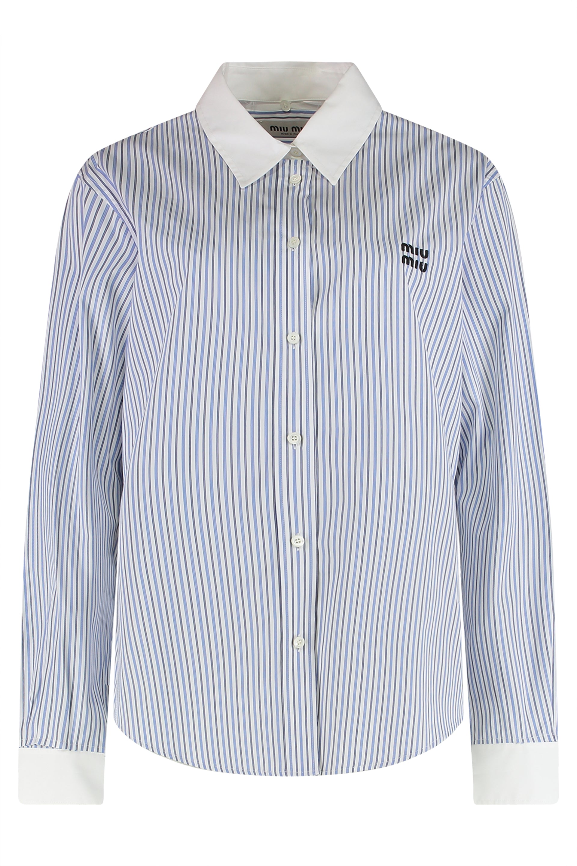 Striped Cotton Shirt with Removable Collar