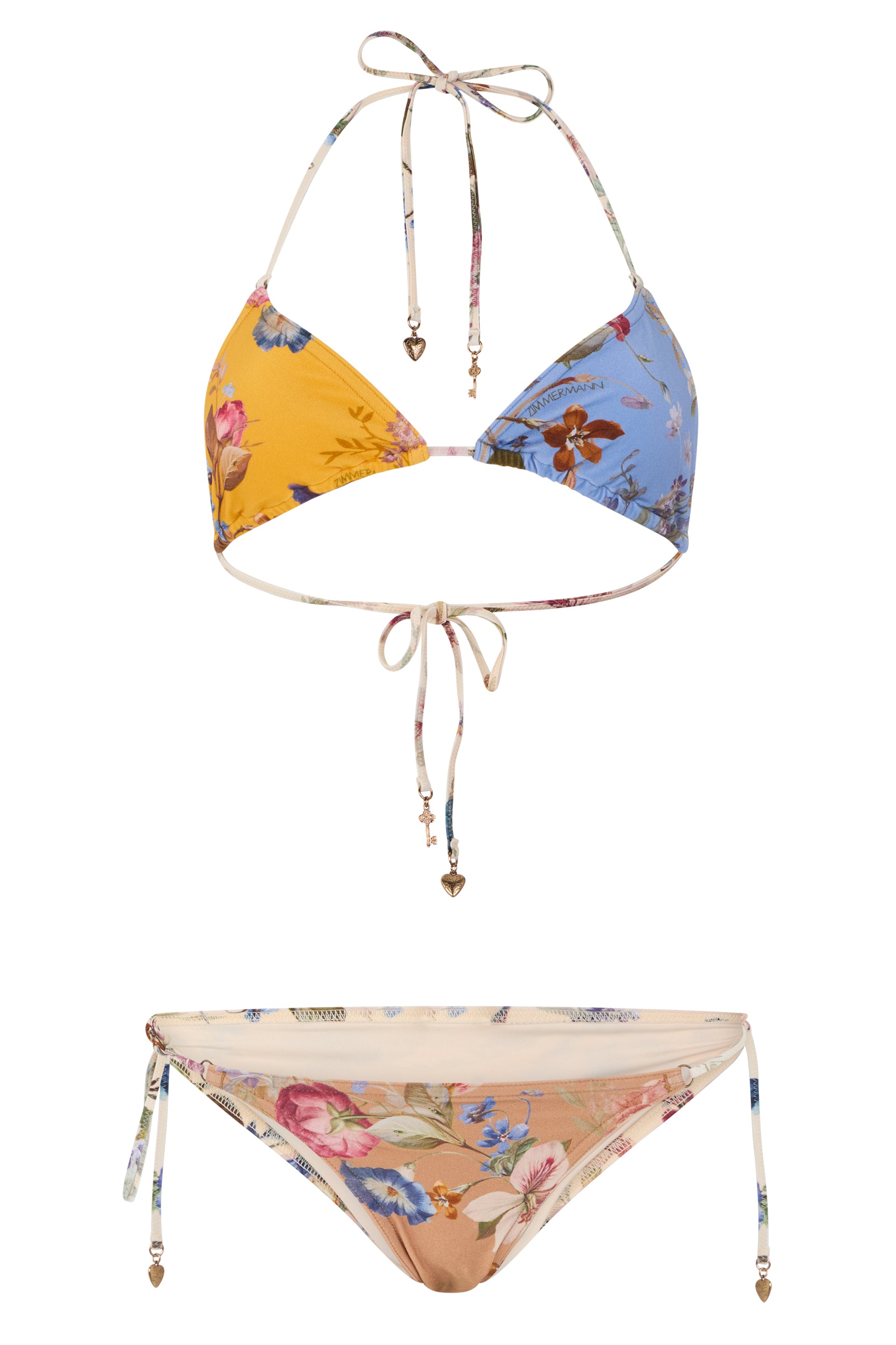 Triangle Bikini Set with Floral Print Bottom