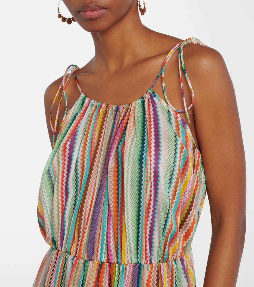 Zigzag cotton and silk maxi dress