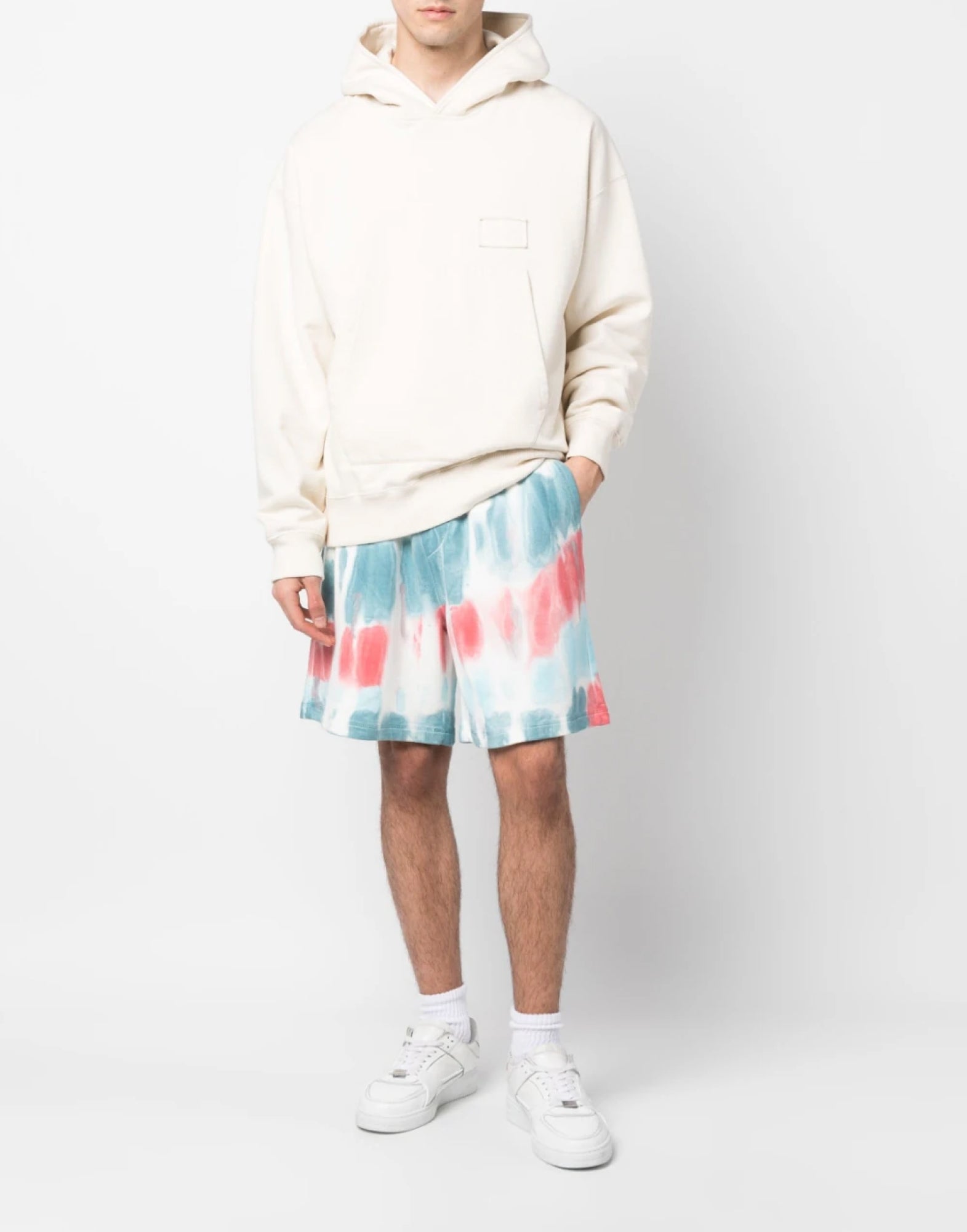 Tie-Dye Distressed Relax Fit Shorts — Multicolor