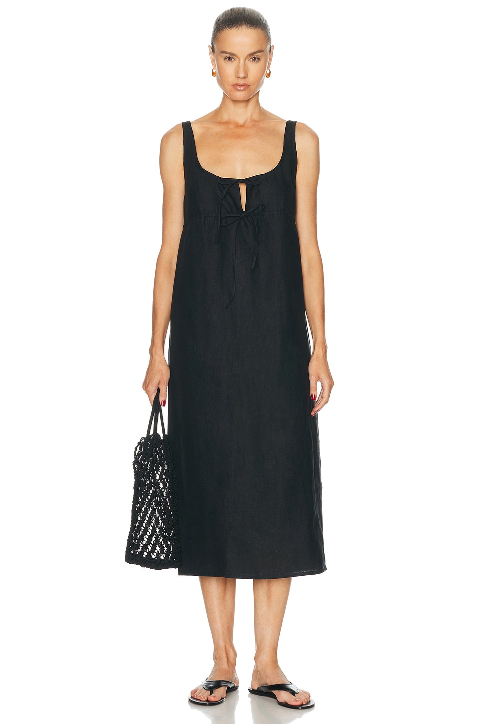 Deiji Studios Sleeveless Cord Dress in Black - Black. L also in M