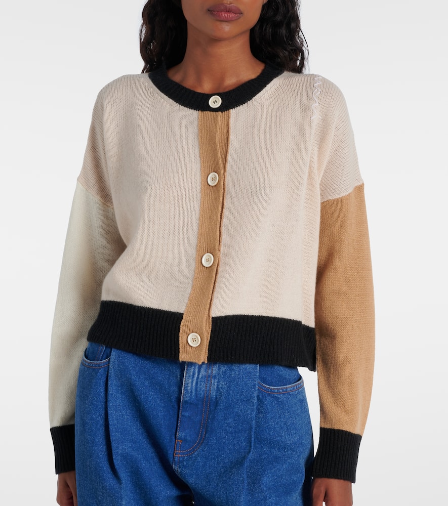 Colorblocked cashmere cardigan