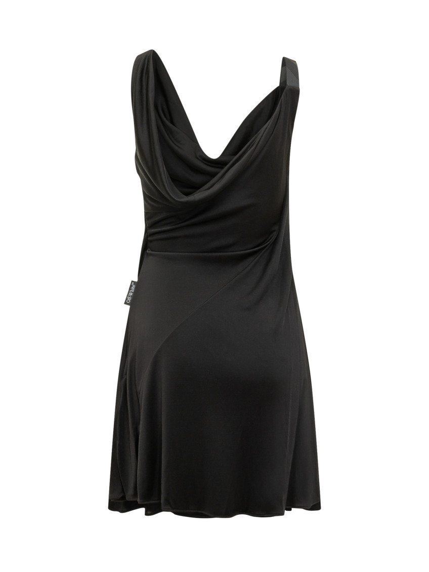 Black Solid Cowl Neck Midi Dress