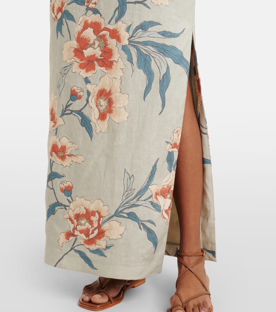 Floral linen maxi dress