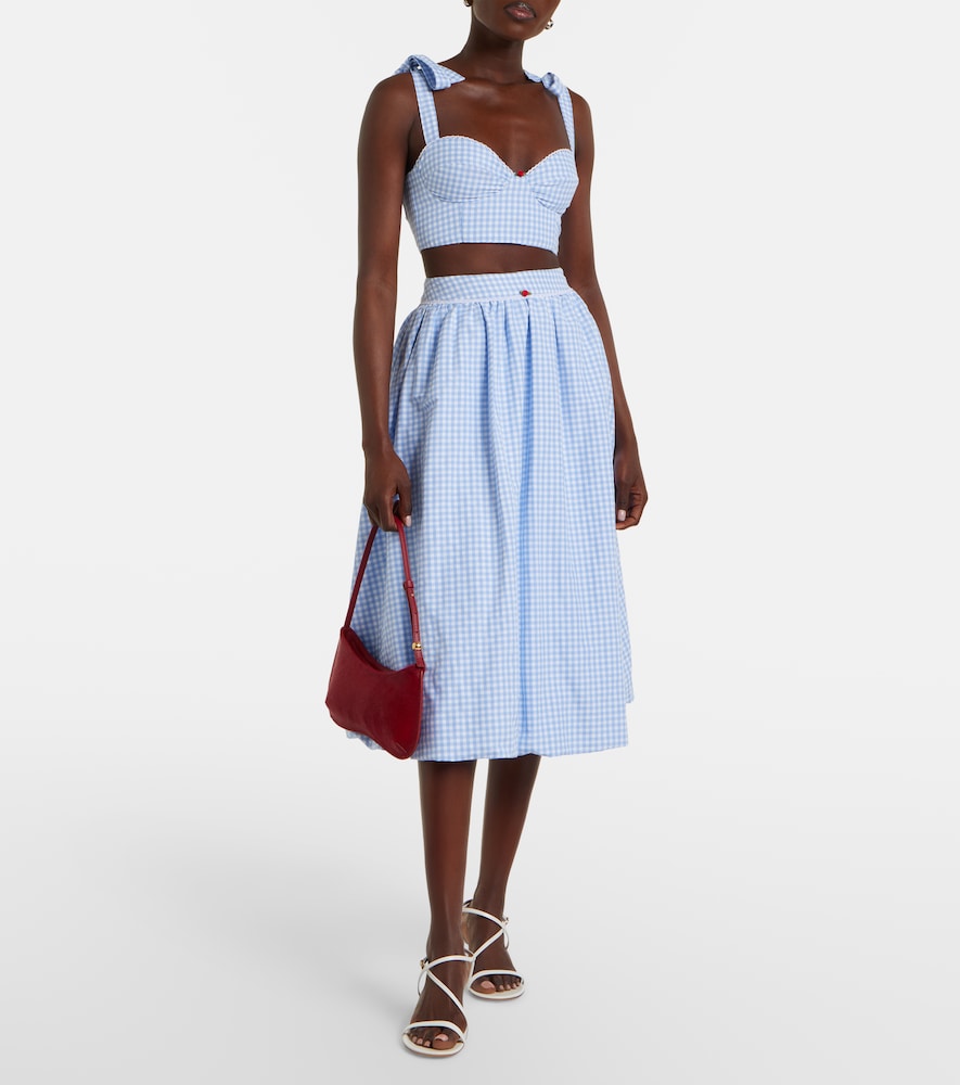 Alba gingham cotton poplin midi skirt
