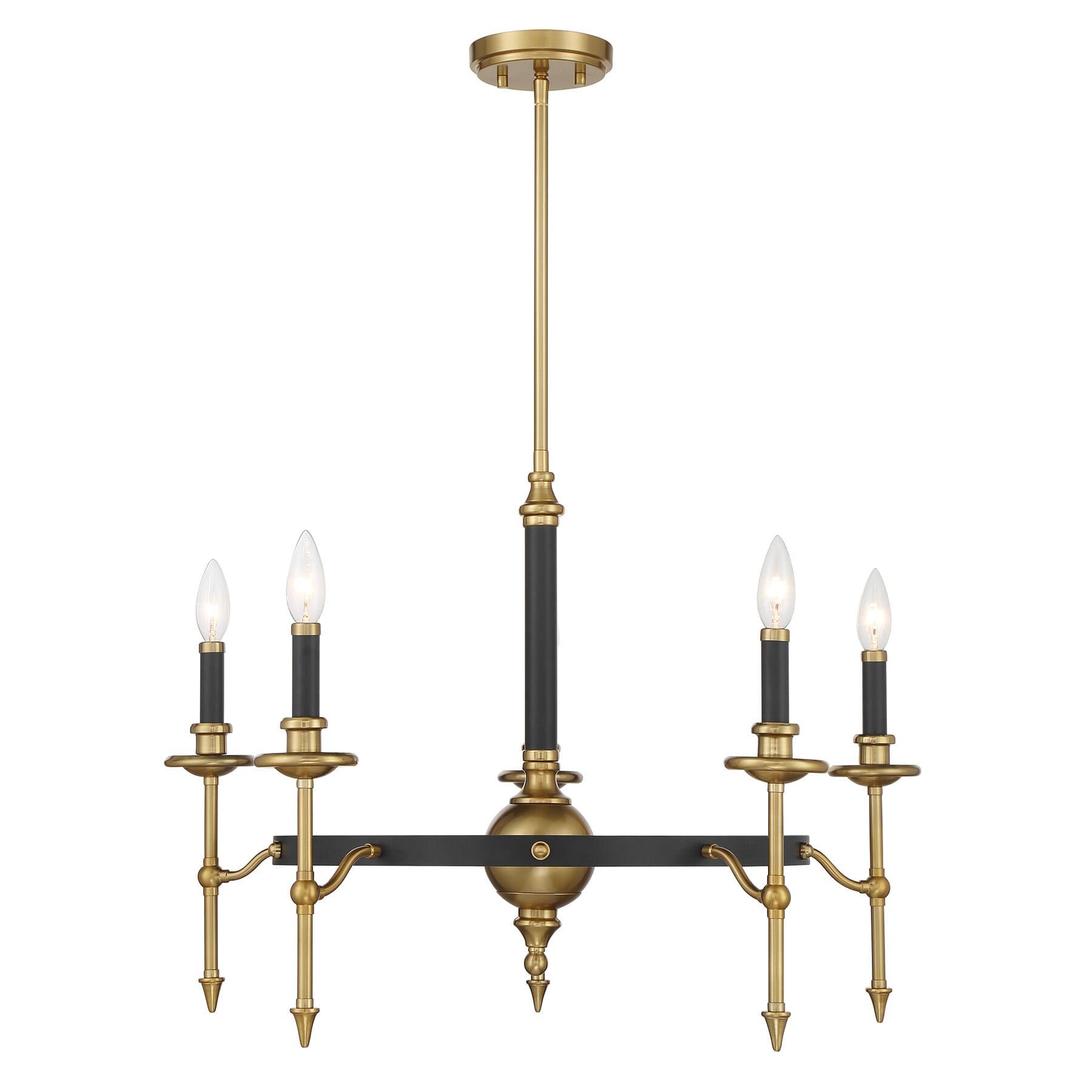 Consulate 5-Light Chandelier in Matte Black and Warm Bra