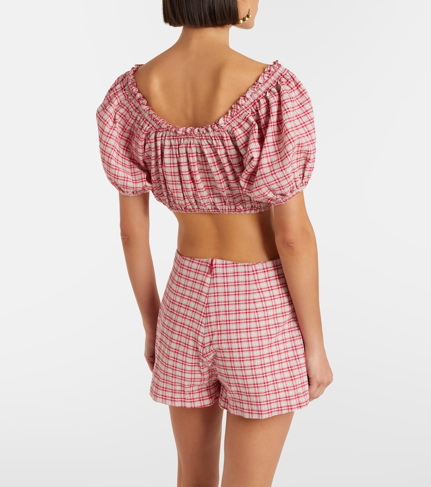 Lila checked cotton shorts