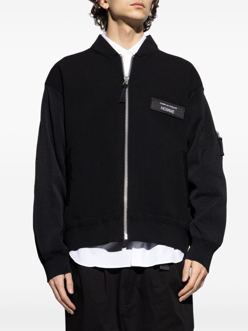 Black Front Zip Bomber