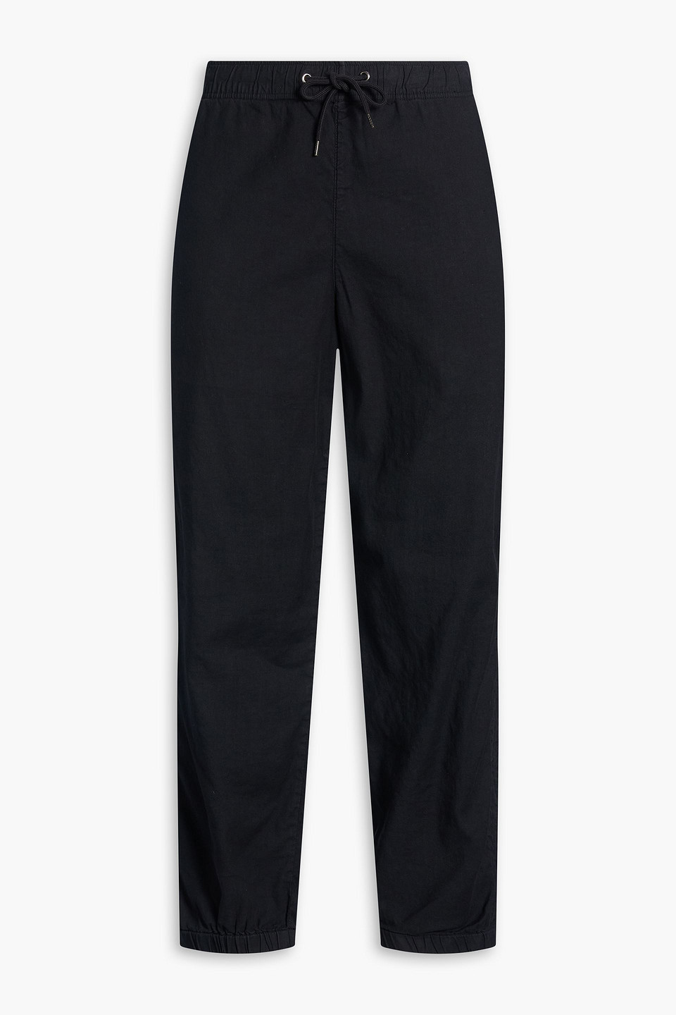Linen-blend twill pants - Black - 0