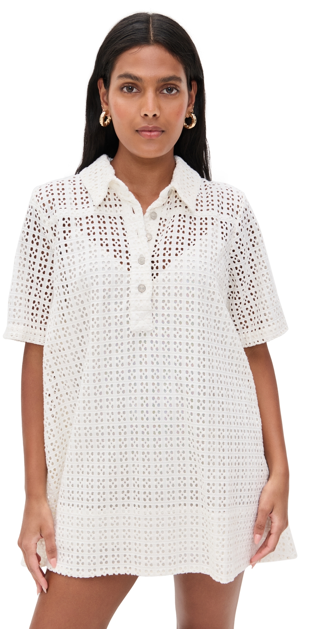 Free People Remino Eyelet Mini Dress Bright White