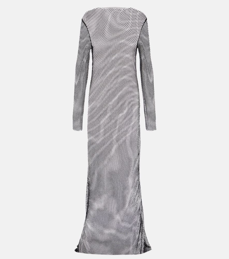Embellished mesh maxi dress