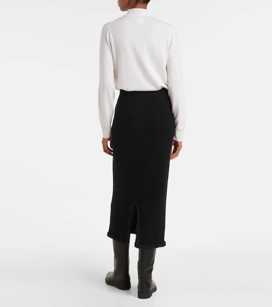 Distressed wool and cashmere pencil skirt