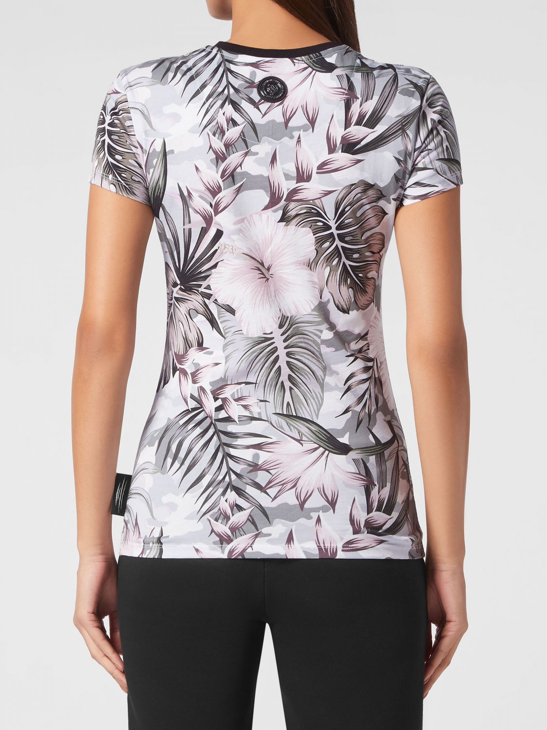 Tiger-print floral T-shirt - White