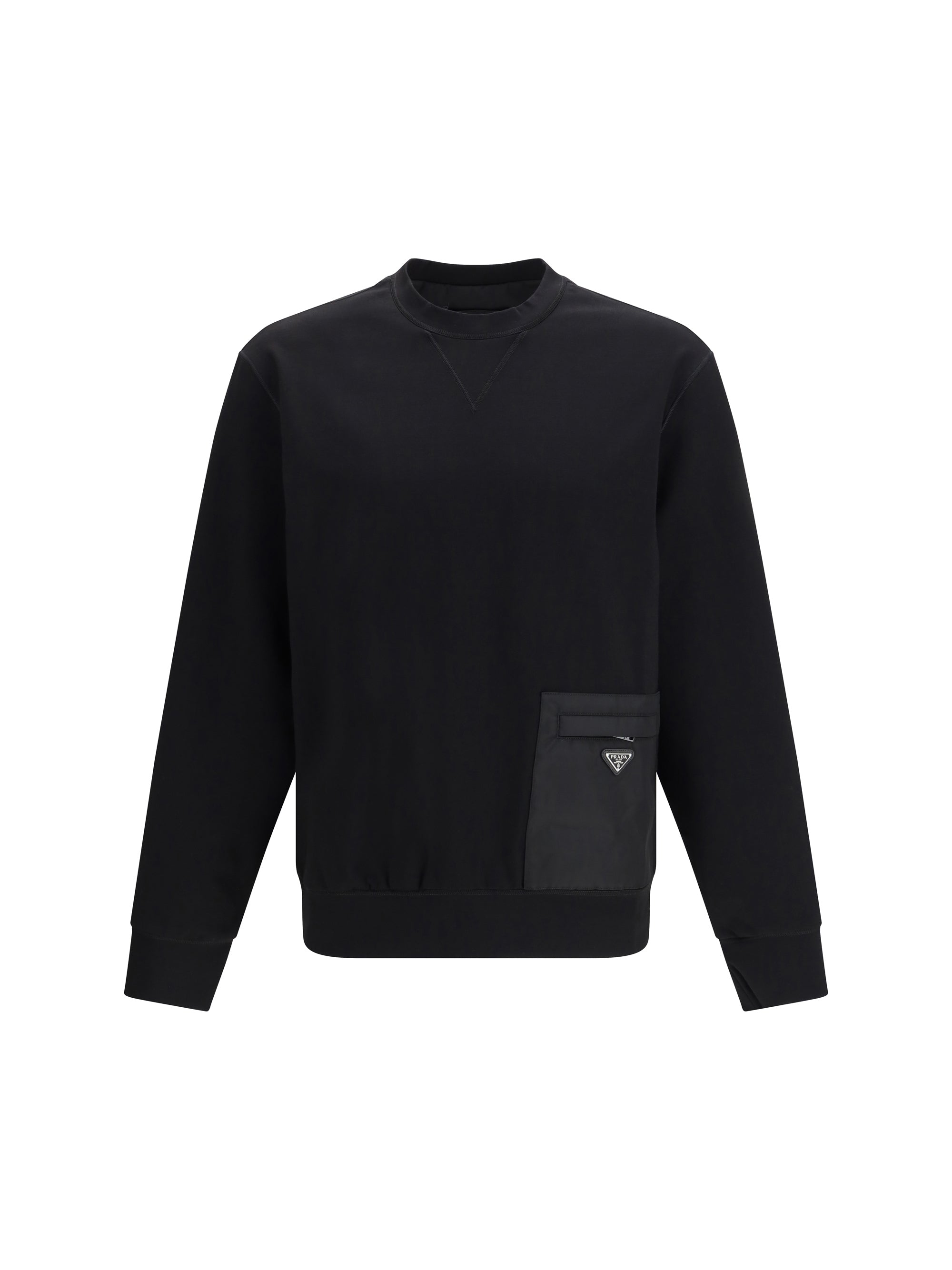 Stretch Jersey with Re Nylon Pocket Sweatshirt — Black