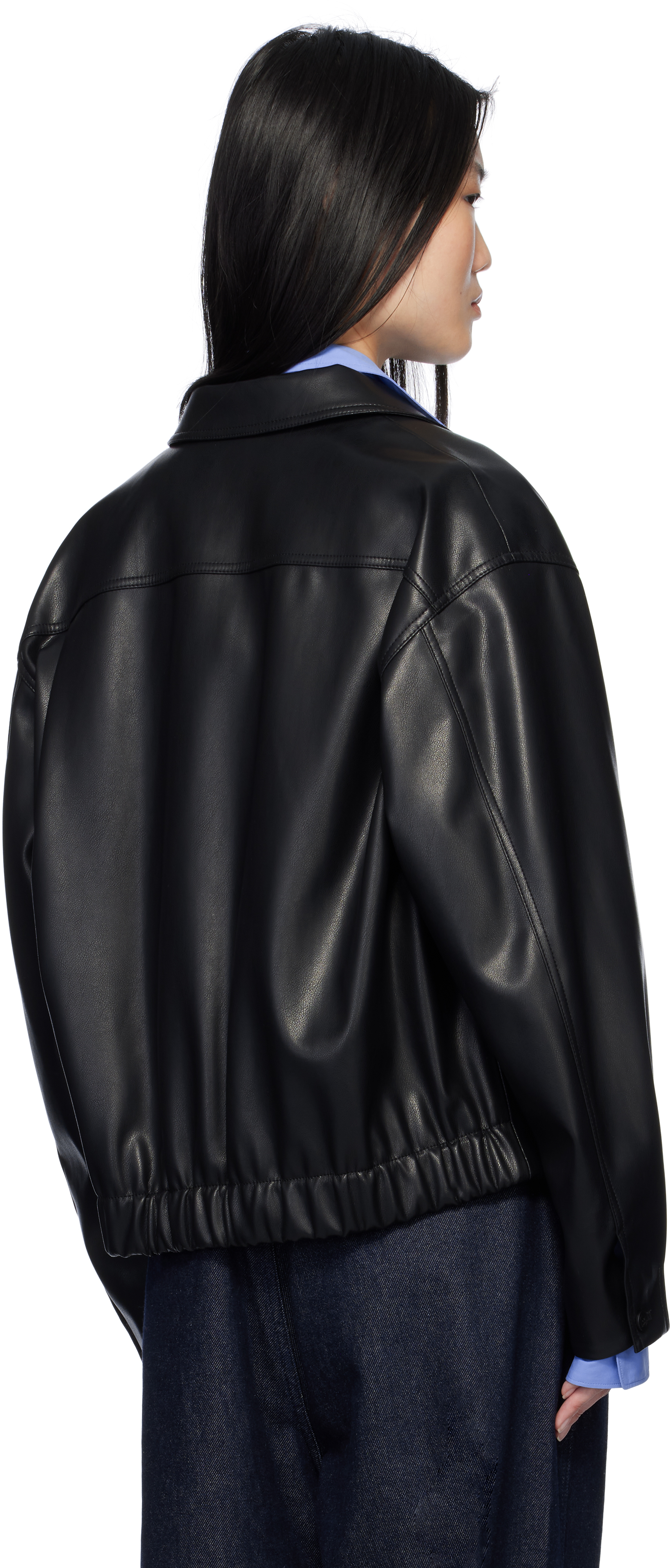 LE17SEPTEMBRE Black Spread Collar Faux-Leather Jacket