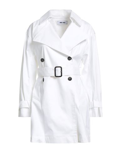 Woman Overcoat & Trench Coat White Size 6 Cotton, Elastane