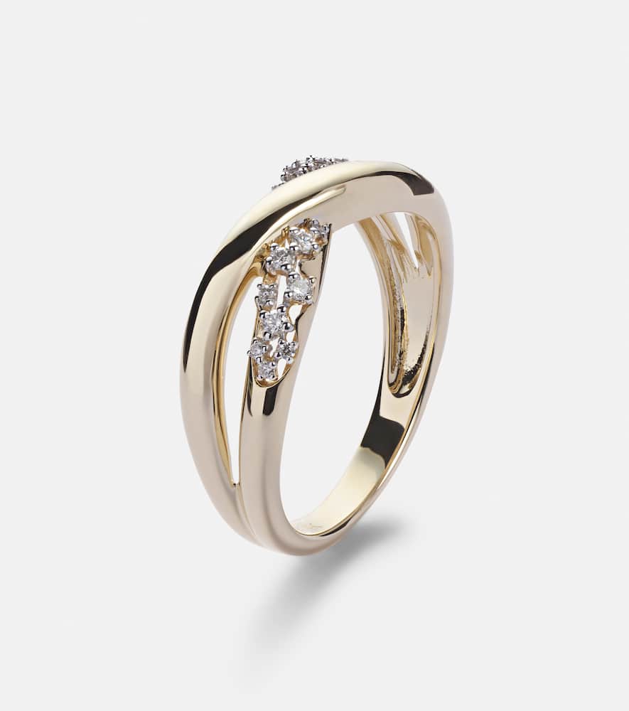 Glitterati Kiss 14kt gold ring with diamonds