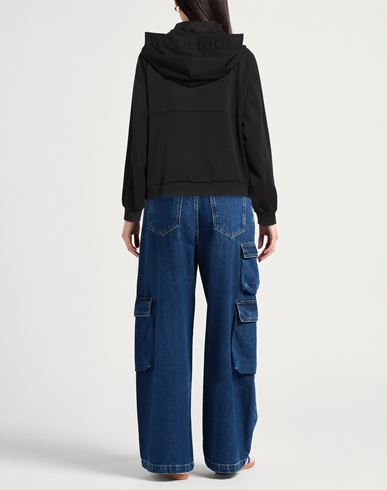 Woman Sweatshirt Black Size XL Cotton, Polyester, Elastane