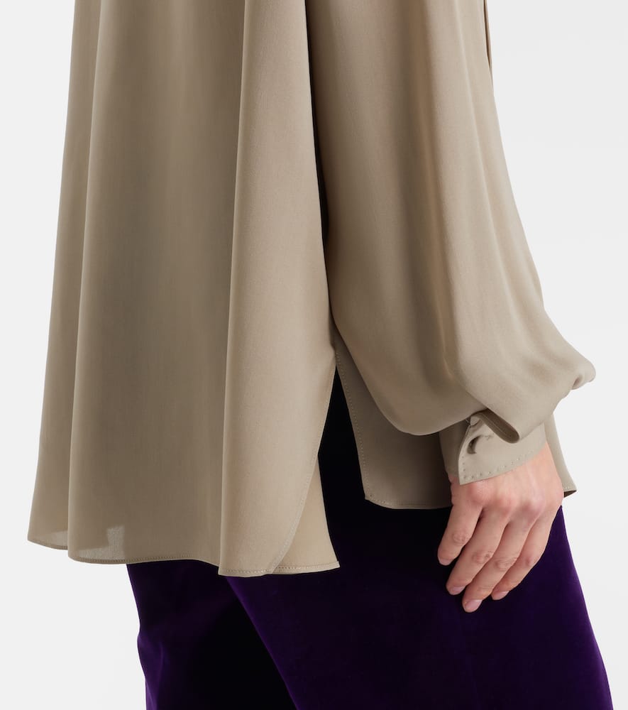 Tie-neck silk georgette blouse