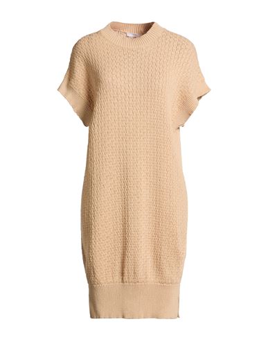 Woman Midi dress Sand Size 6 Cotton, Linen