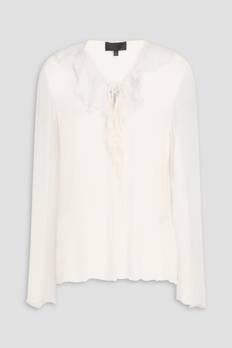 Gisella ruffled silk-crepon blouse - White - XL