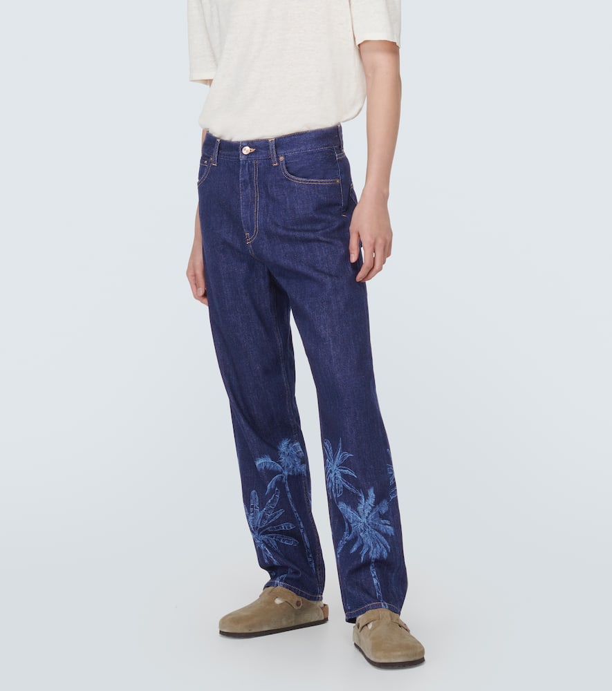 Jungle printed denim pants