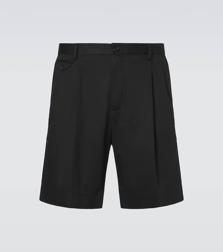 Pleated cotton-blend Bermuda shorts
