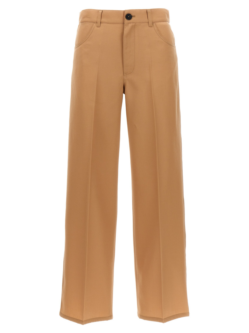 -Loose Leg Pantaloni Beige-Donna