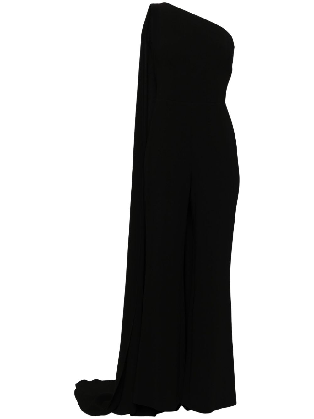 Cape-insert one-shoulder jumpsuit - Black