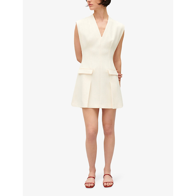 Womens Naturels Plunging V-neck Flared Tweed Mini Dress