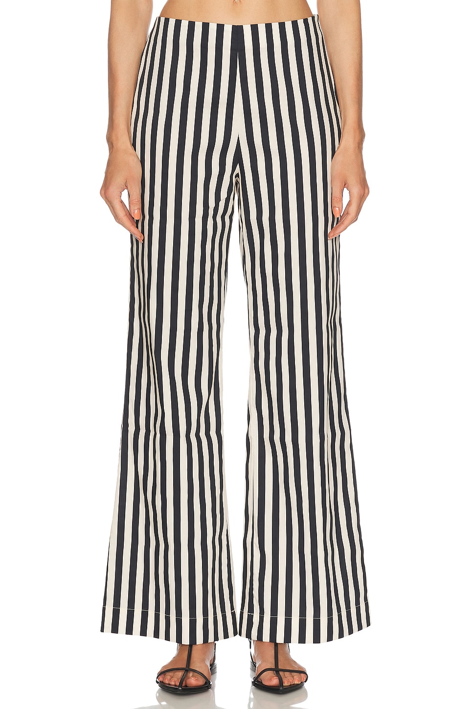SIMONMILLER Pia Poplin Pant in Black & White Stripe - Black,White. 4 also in