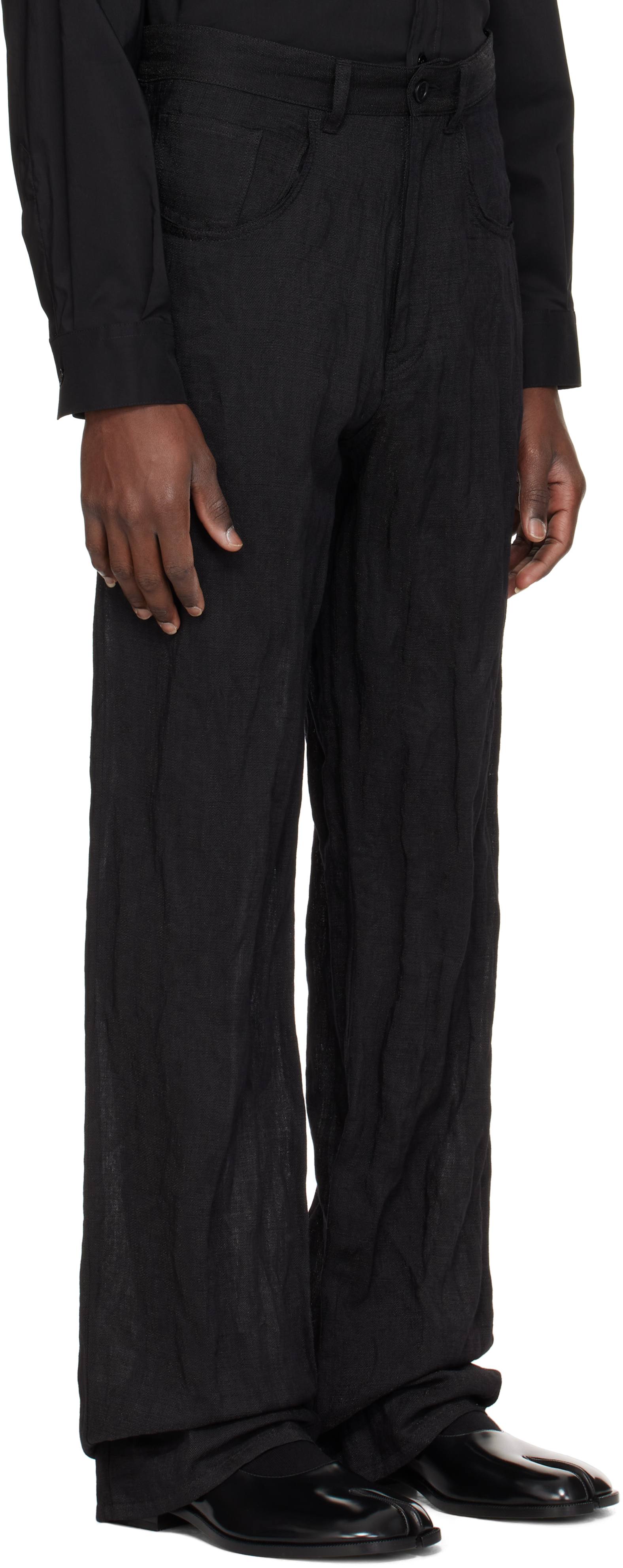 MM6 Maison Margiela Black Metallic Thread Trousers