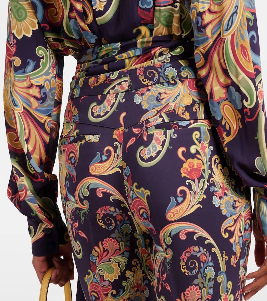 Paisley high-rise flared pants