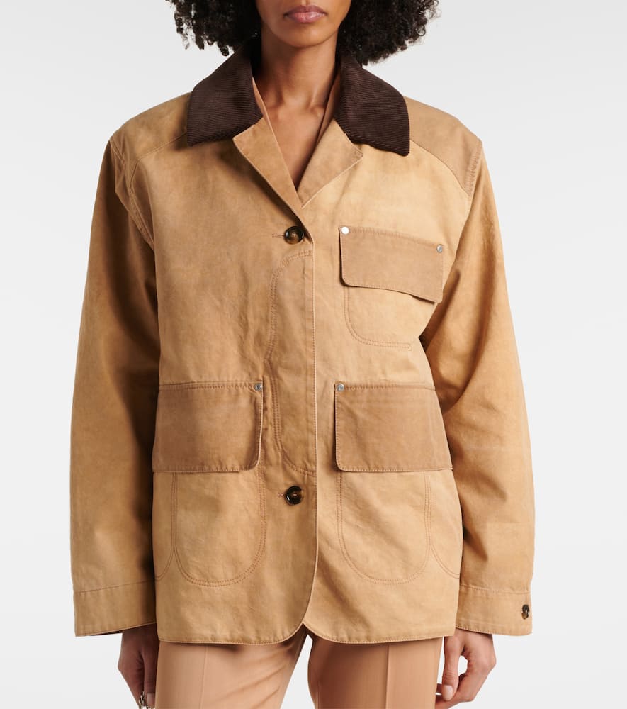 Corduroy-trimmed cotton field jacket