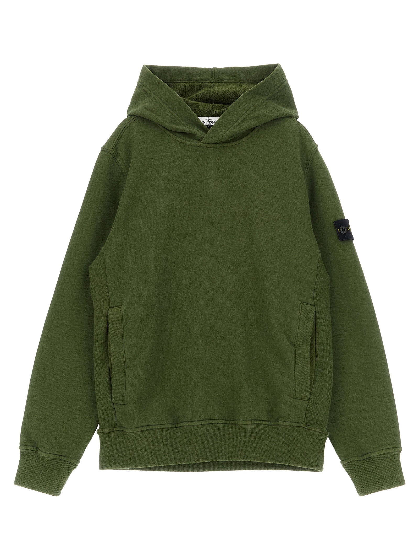 Badge Logo Cotton Hoodie — Olive