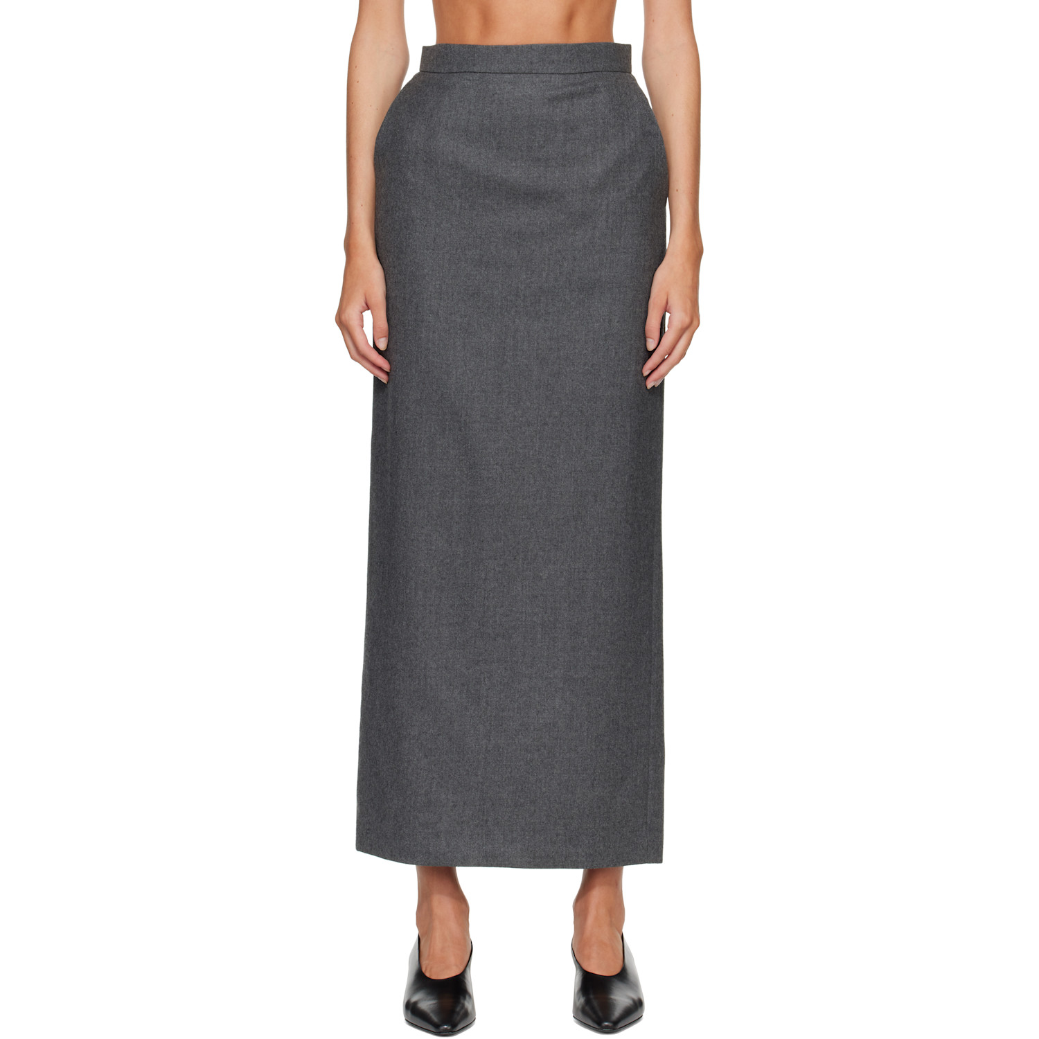Gray Melonia Wool Maxi Skirt
