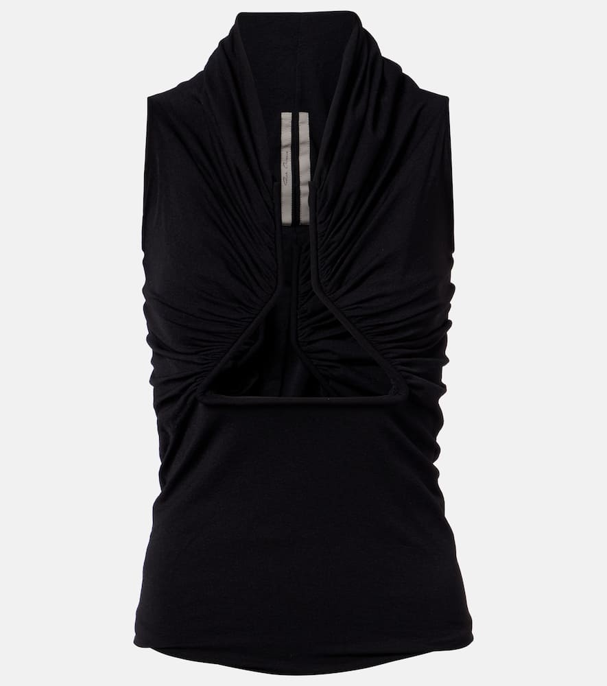 Cutout ruched jersey top