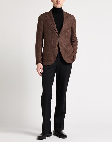 Man Blazer Chocolate brown Size 36 Wool, Cotton, Silk, Linen