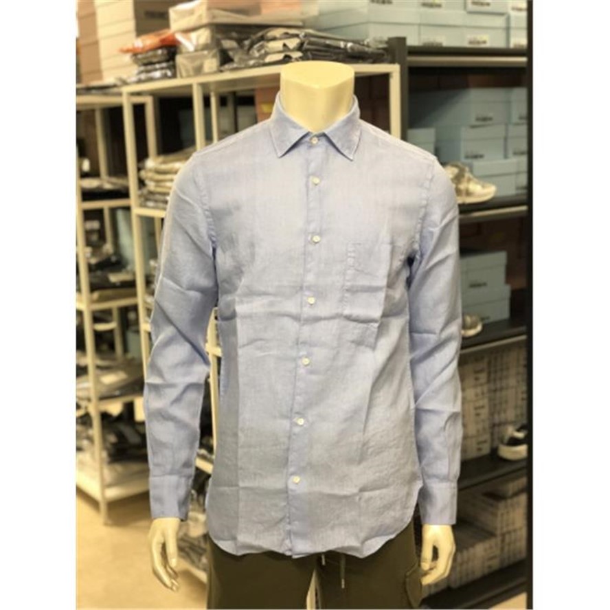 Linen shirt with patch pocket