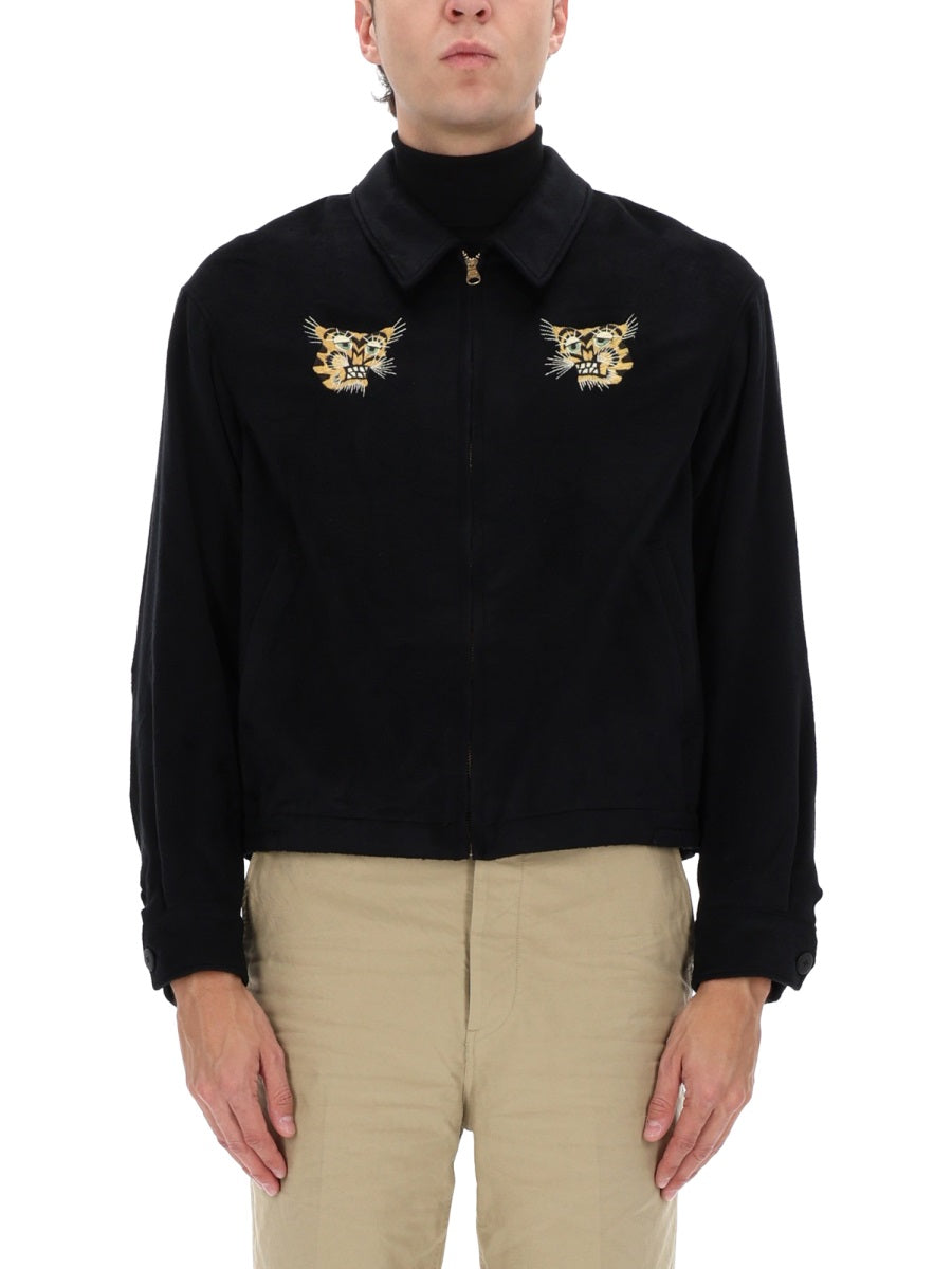 Embroidered Tiger Zip Front Jacket