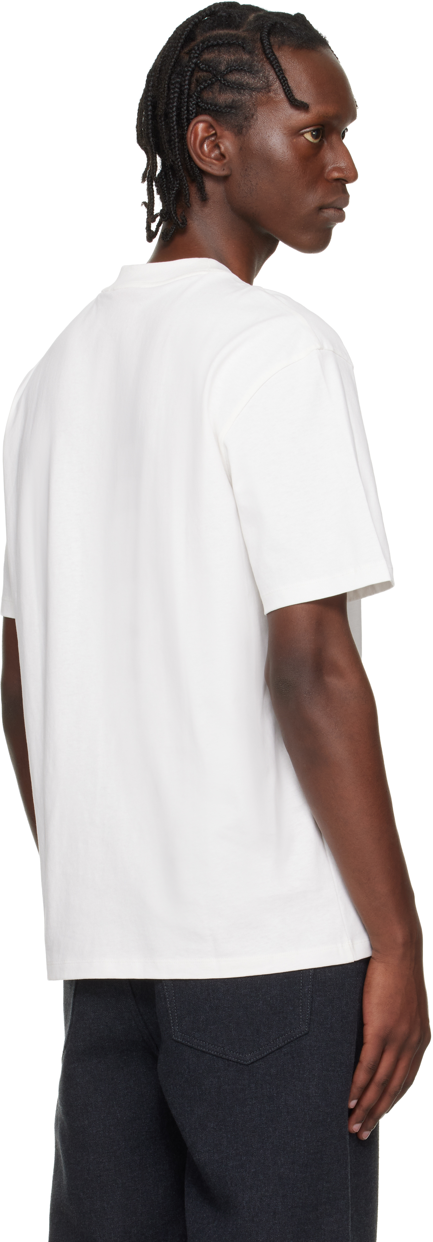 White Relaxed-Fit Logo-Print T-shirt