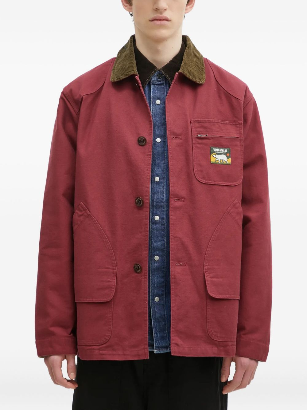Duck-appliqué overshirt - Red